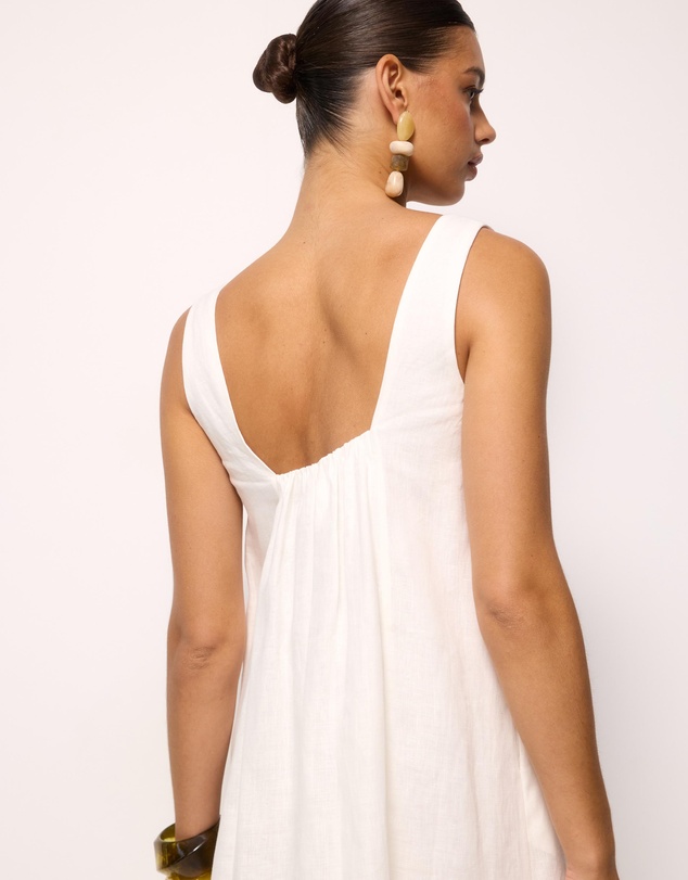 AERE - Ash Square Neck Linen Midi Dress