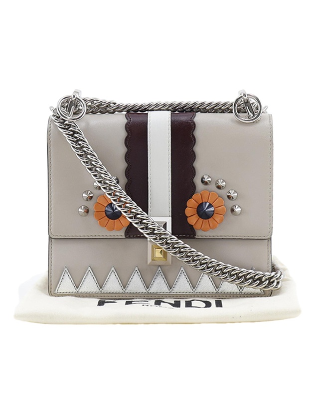 Fendi - Pre-Loved Vitello Liberty Lucido Catalan Small Mirror Hypnoteyes Studded Kan I Crossbody