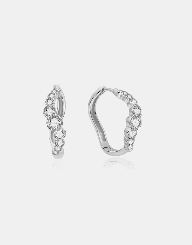 Ania Haie - Silver Sparkling Tide Huggie Hoop Earrings
