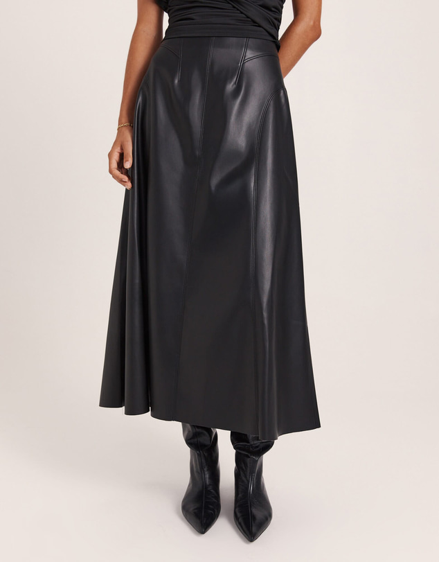 SABA - Viv Faux Leather Fluted Skirt