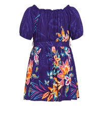 City Chic - Plus size Island Breeze Placement Dress - indigo