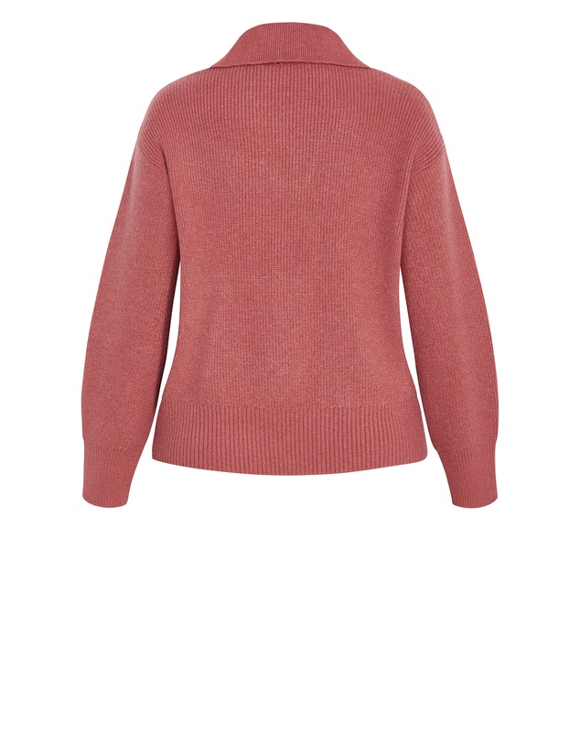 City Chic - Plus size Star Alley Collared Jumper - rose