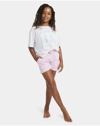 Roxy - Girls 8 to 16 Daisy Check Lekeito Elastic Waist Shorts