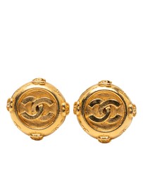 Pre-Loved by Azura Reborn - Pre-Loved Gold Plated CC Round Clip On Earrings