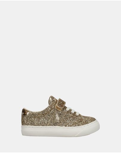 Gold Glitter with White Print