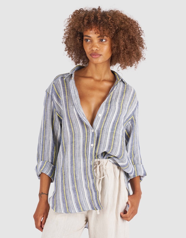 CAMIXA - Poppy Oversized Striped Linen Shirt