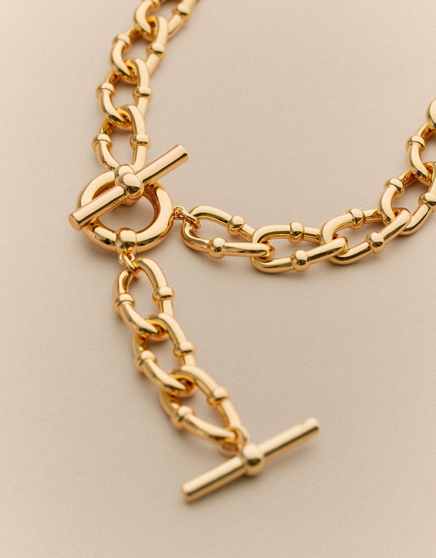Trenery - Signature Link Fob Necklace in Gold