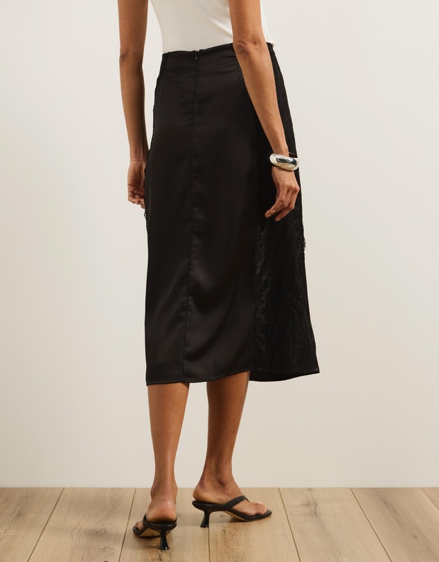 Atmos&Here - Mirelda Satin Lace Midi Skirt
