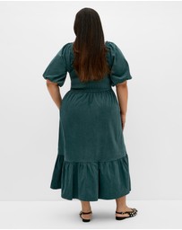 City Chic - Plus size Molli Corduroy Midi Dress - emerald