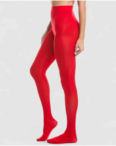 High Heel Jungle - Cherry Red Luxe Opaque Tights