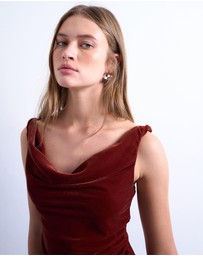 TOPSHOP - Twist Shoulder Velvet Cami Mini Dress