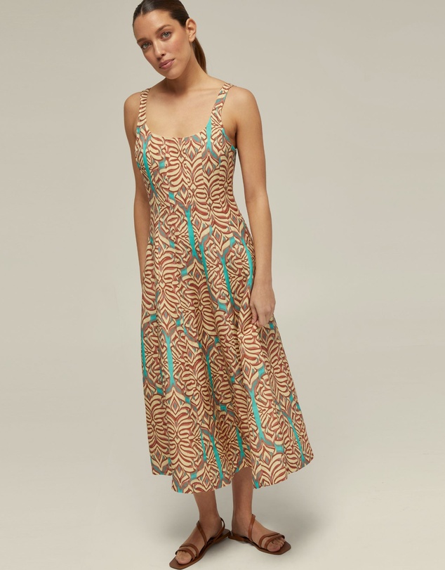 Oxford - Elodie Linen Blend Printed Dress