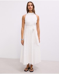 The Fated - Quinn Broderie Halter Neck Midi Dress