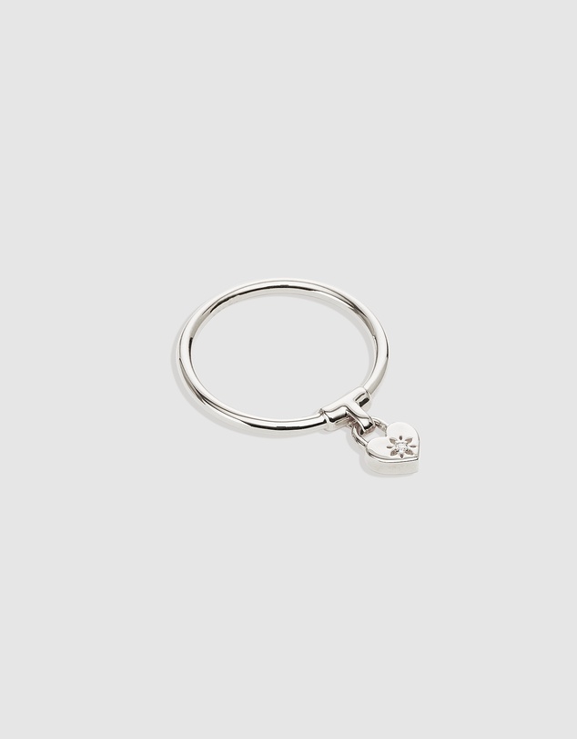 By Charlotte - Crystal Lotus Heart Padlock Ring