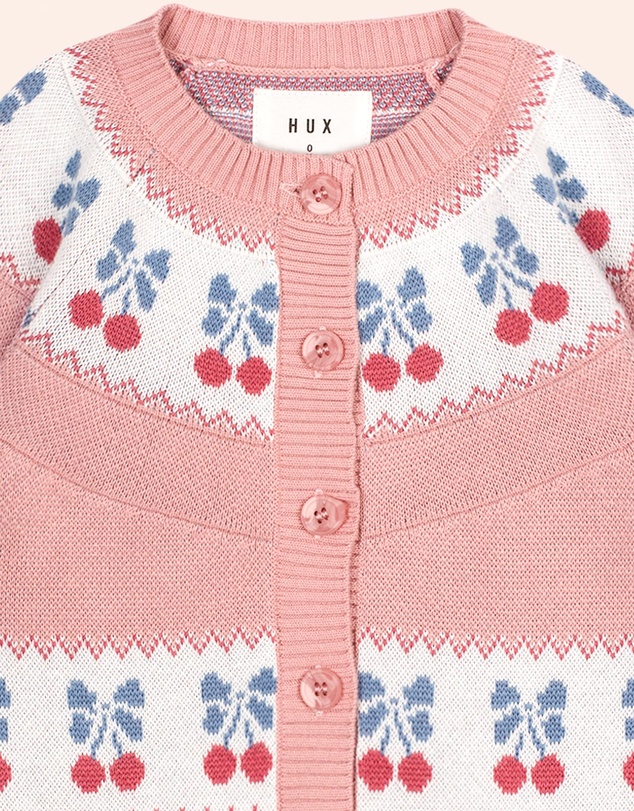 Huxbaby - Folk Cherry Bow Cardigan - Babies-Kids