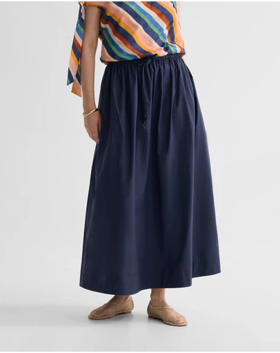 Oxford - Olive Cotton Maxi Skirt