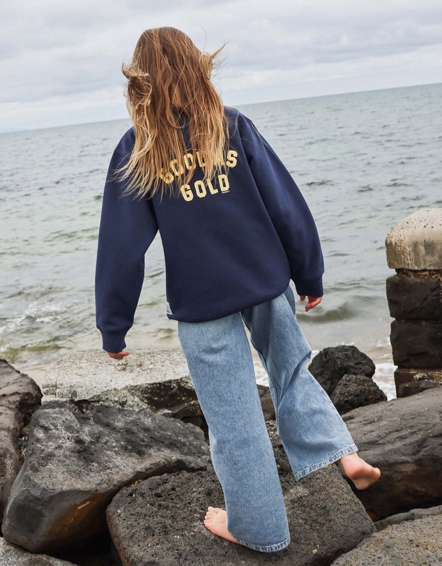 Skwosh - Good As Gold Kids Half Zip Sweat in Navy