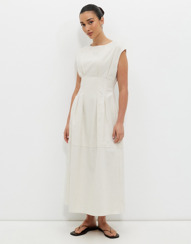 Calli - Gordon Pintuck Linen Blend Dress