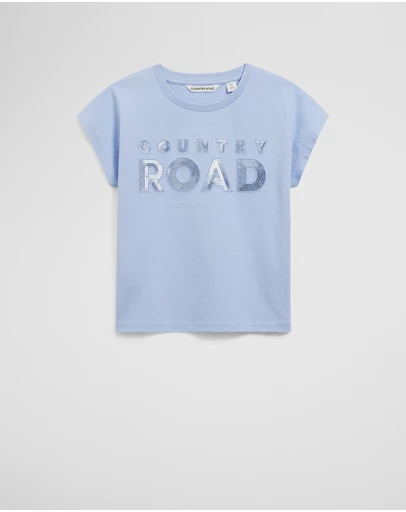 Country Road - Organically Grown Cotton Sequin Logo T-shirt