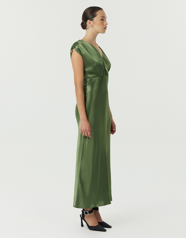Third Form - Satin Cross Over Gather Dress