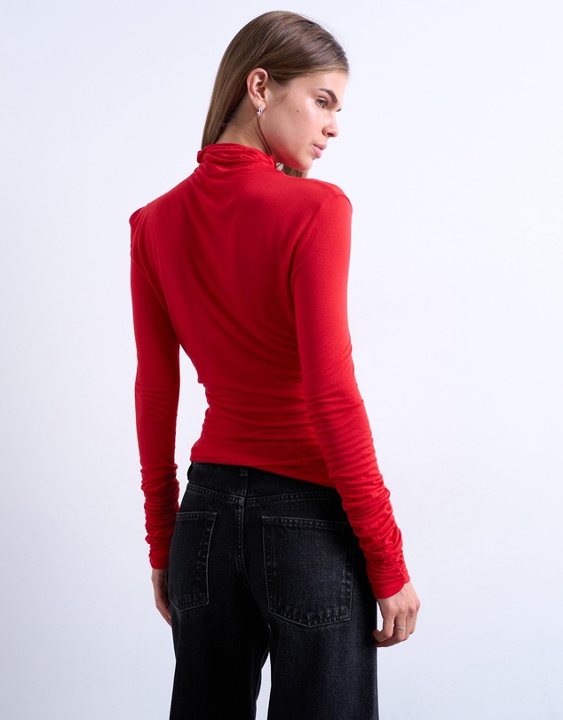 TOPSHOP - High Neck Viscose LS Top