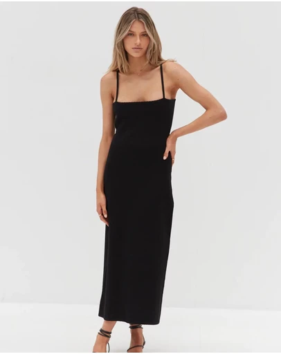 Style Addict - Rosa Knit Long Dress - Black