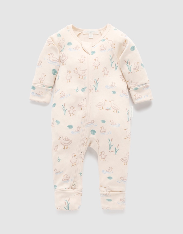 Purebaby - Printed Zip Growsuit-Kids-Babies