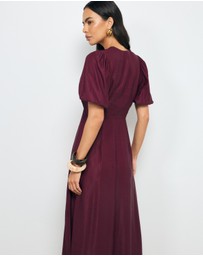 AERE - Ravenna Puff Sleeve Midi Dress
