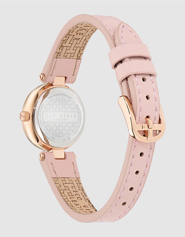 Ted Baker - Jolyye 24mm Rose Gold-Tone Case with White Dial and Pink Leather Strap
