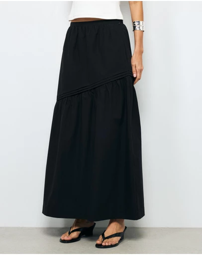 AERE - Margot Cotton Asymmetric Maxi Skirt