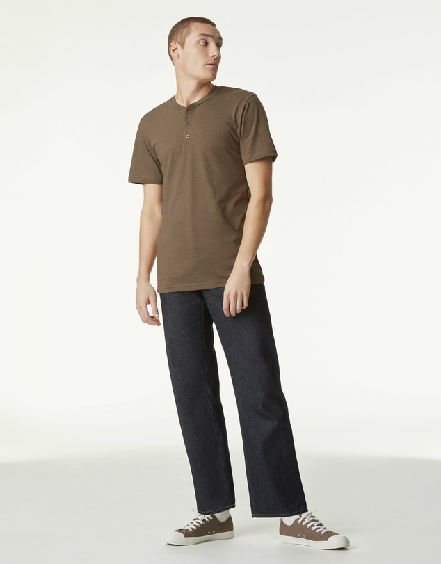 American Apparel - Unisex Henley Short Sleeve CVC T-Shirt