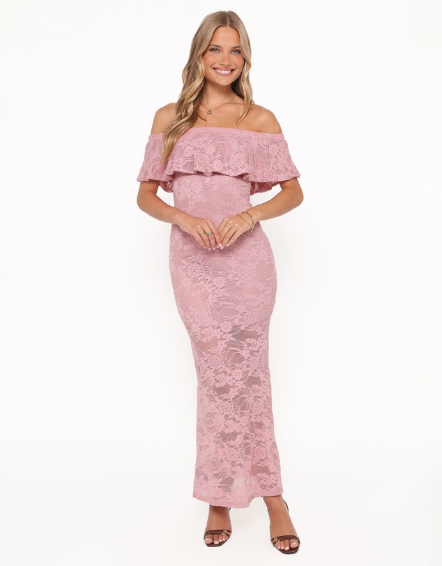 Petal & Pup - Mirelle Off Shoulder Lace Maxi Dress - Pink