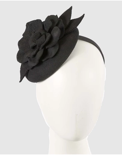 Max Alexander - Felt Black Winter Pillbox Fascinator