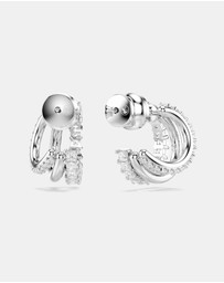 Swarovski - Hyperbola Hoop Earrings, Round Cut, Mini, White, Rhodium Plated