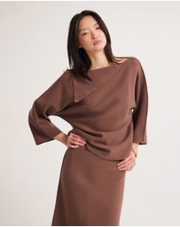 Oxford - Laura Knitted Folded Collar Top