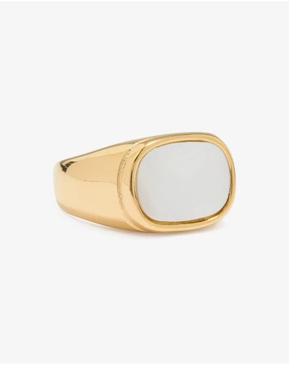 Lovisa - Waterproof Gold Plated Stainless Steel Square Semi Precious Moon Stone Signet Ring