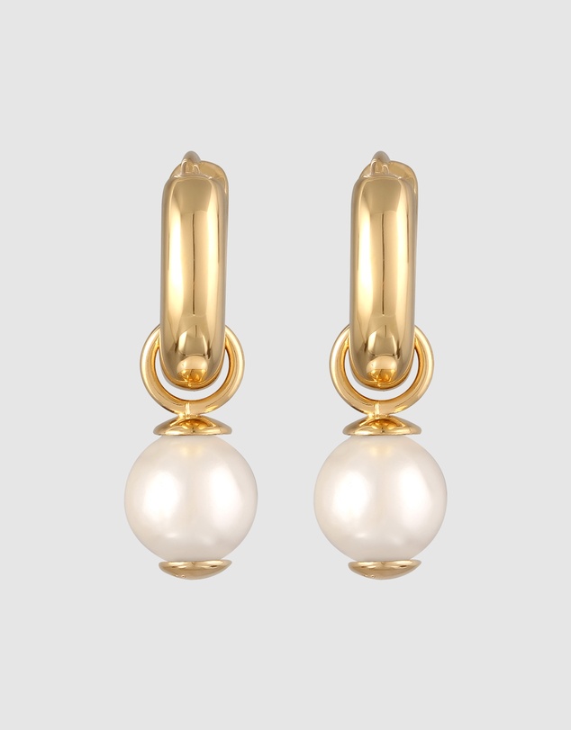 Kuzzoi - ICONIC EXCLUSIVE - Pearl Hoop Earrings in Gold-Plated 925 Sterling Silver