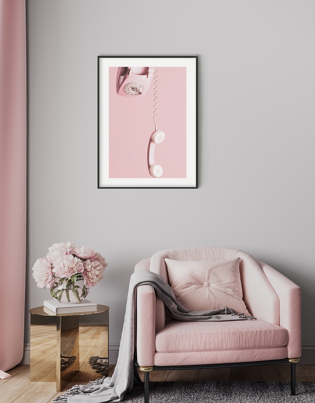 Olive et Oriel - Pink Telephone Art Print