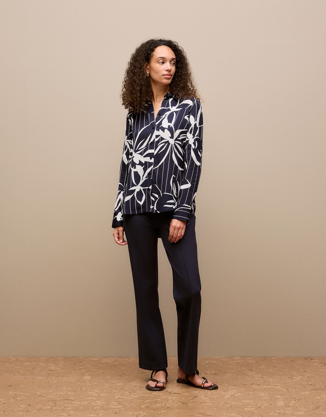 Trenery - Floral Stripe Twill Shirt in Night Sky