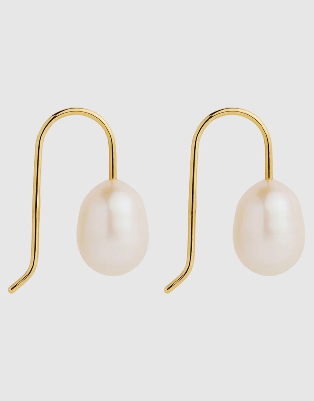 Najo - Isla Yellow Gold Pearl (White) Earring