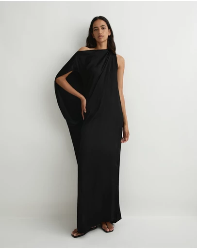 BONDI BORN - Ardea Asymmetric Maxi Dress - Black