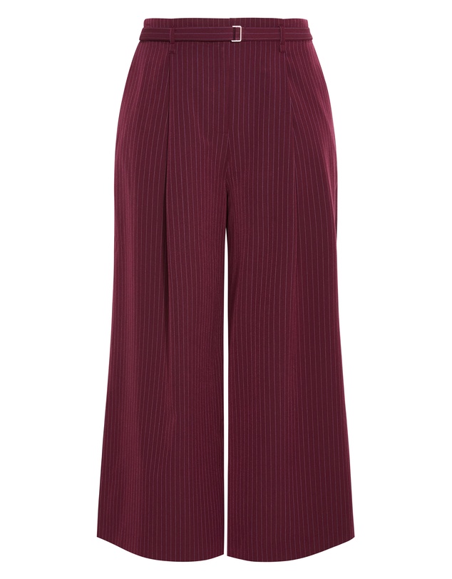 City Chic - Plus size Cora Blue Stripe Belted Pant - berry