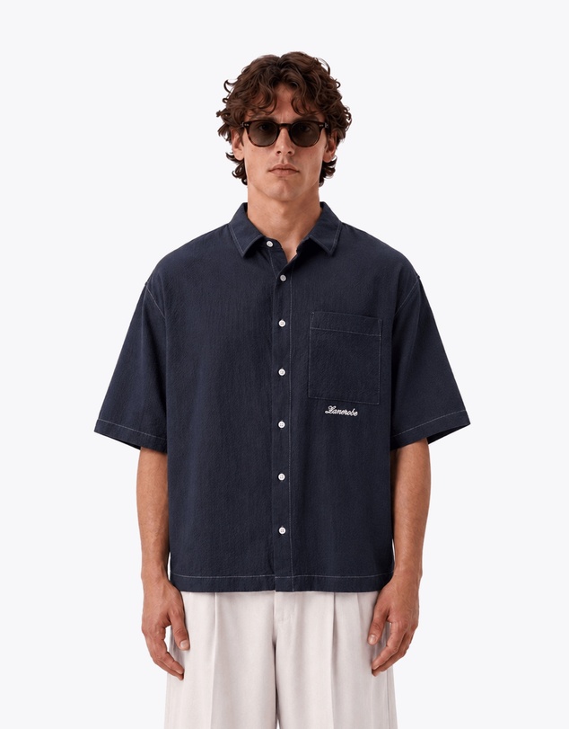 Zanerobe - Seersucker Box Crop Shirt Navy