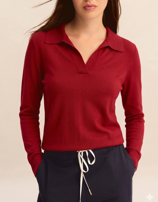 Emme - Red Viscose Stretch Knit Top