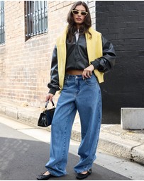 Dazie - Alaia Leather Look Bomber Jacket