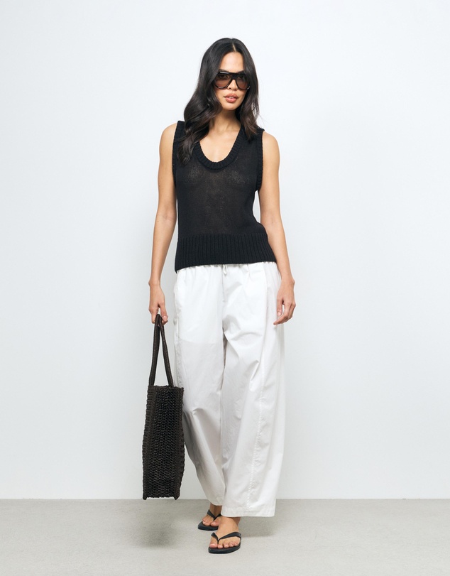 AERE - Lori Textured Organic Cotton Knit Vest