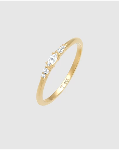 Elli Jewelry - Zirconia Engagement Ring in Gold-Plated 925 Silver