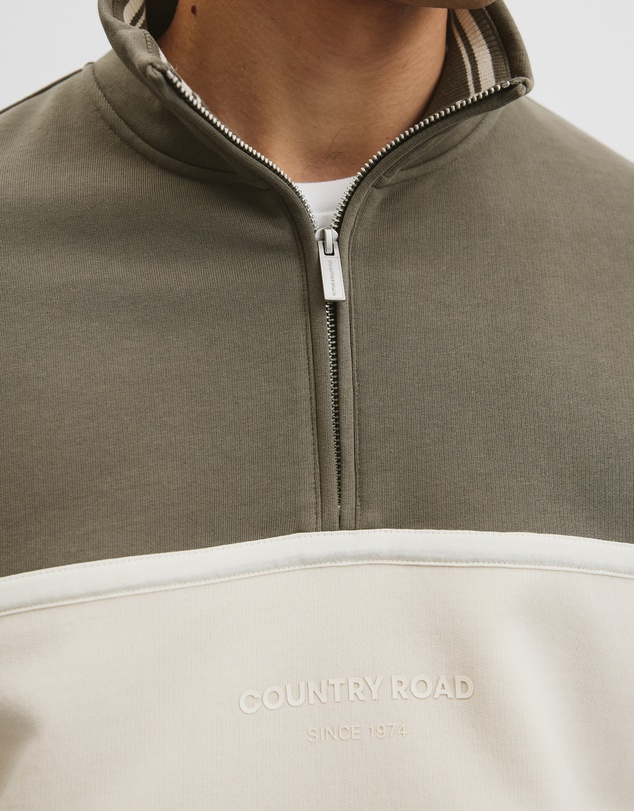 Country Road - Australian Cotton Modern Logo Quarter Zip Sweat