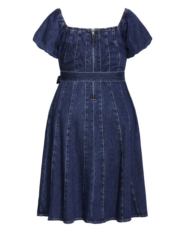 City Chic - Plus size Lulu Short Sleeve Denim Midi Dress - dark wash