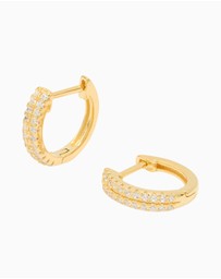 Lovisa - Gold Plated Sterling Silver Double Row Cubic Zirconia Huggie Earrings